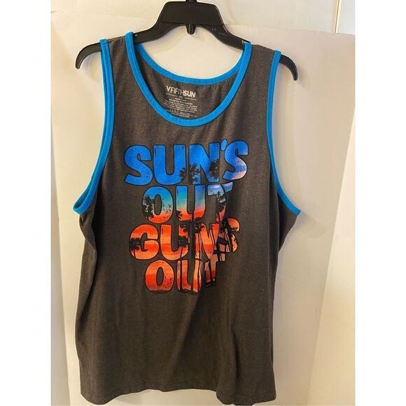 Fifth Sun tank mens xxl 2x Suns Out Guns Out shirt rn#111647 gray blue - Picture 1 of 4